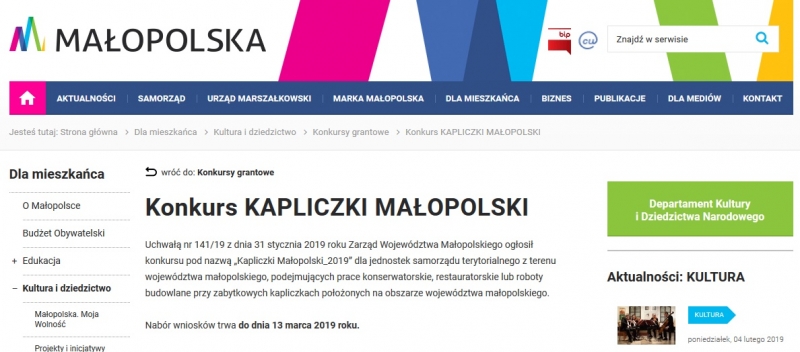 Kapliczki Małopolski 2019